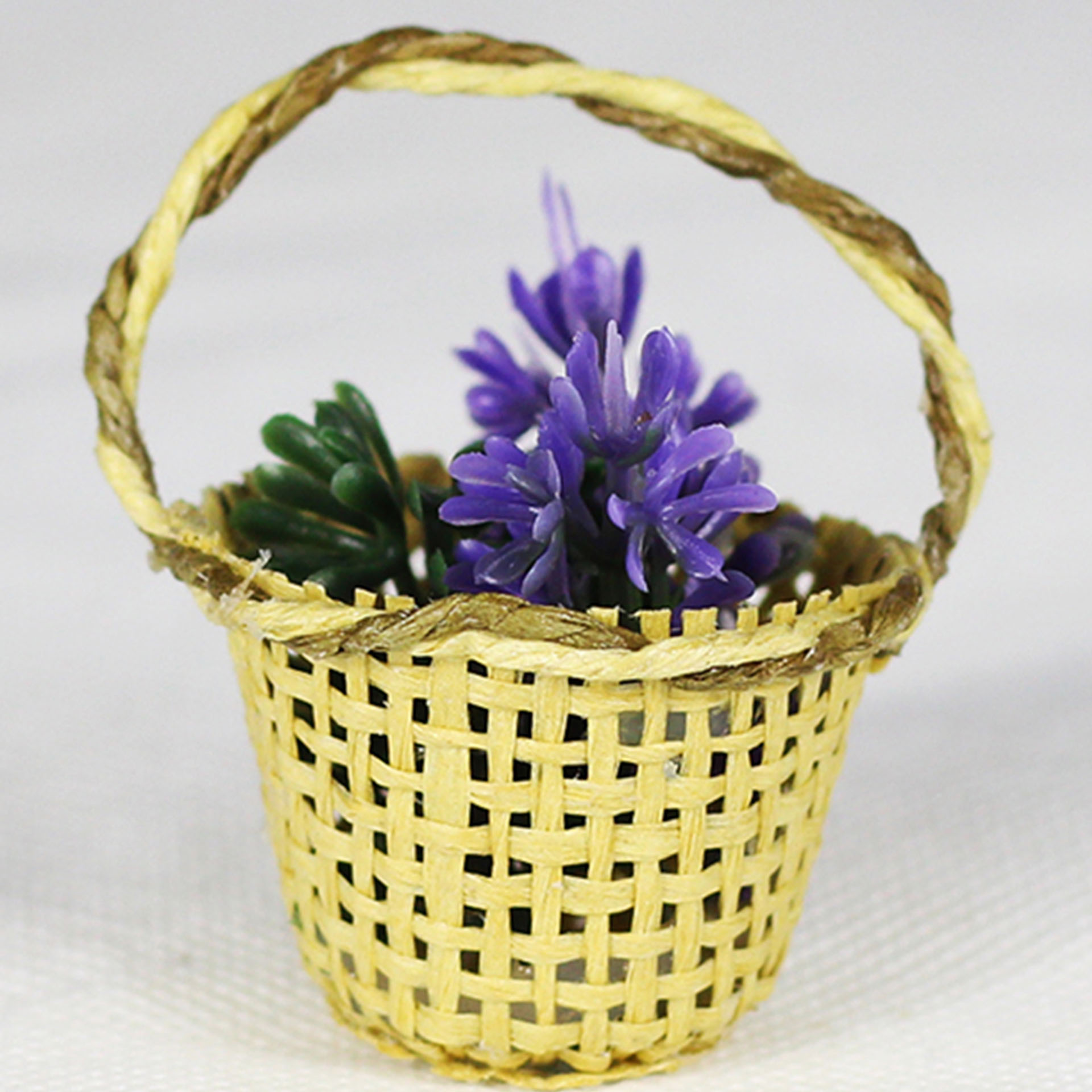 Korb mit Lavendel Korb mit Lavendel Krippenzubehör Wichtelzubehör, Korb, Pflanze, Blume, Blumen-Arrangement