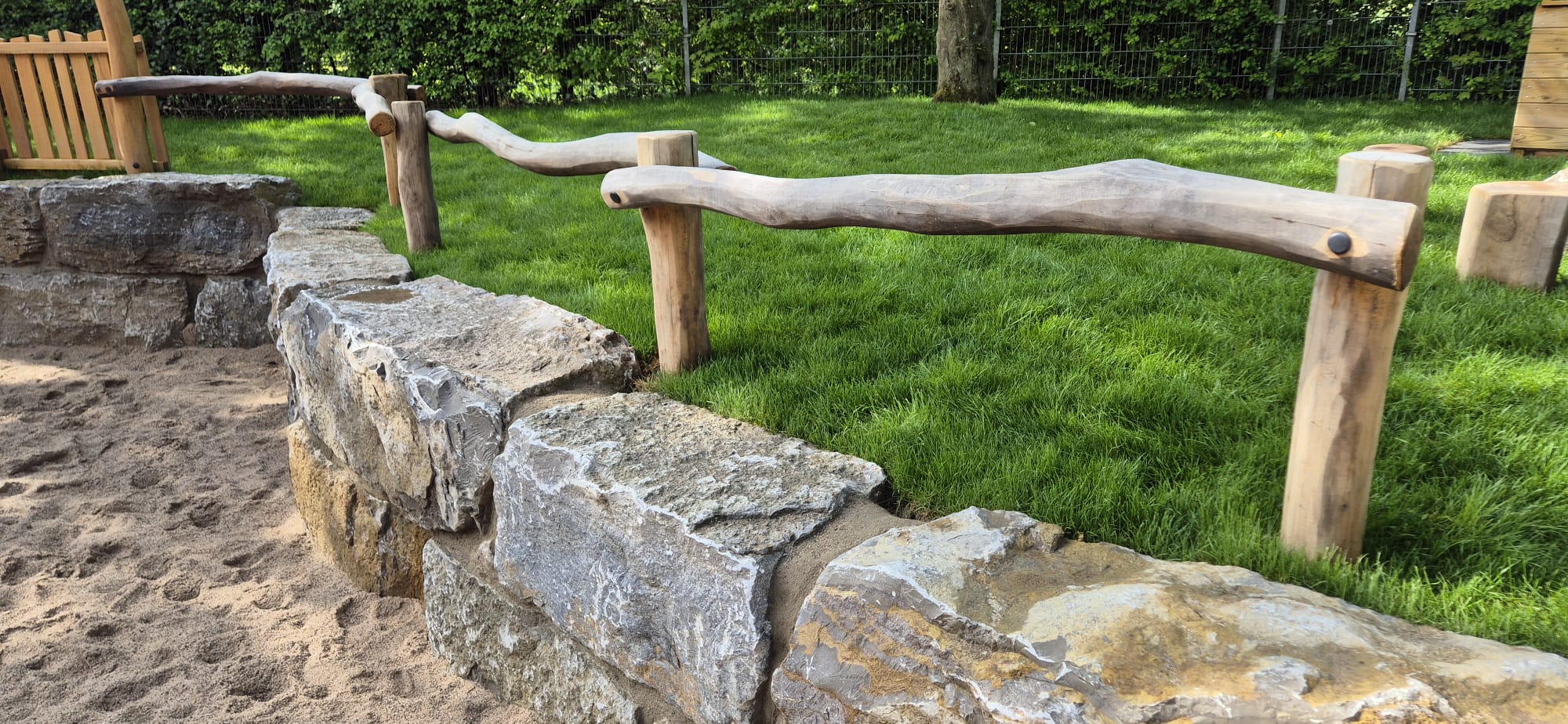 Gras, Hinterhof, Holz, Mauer, Park