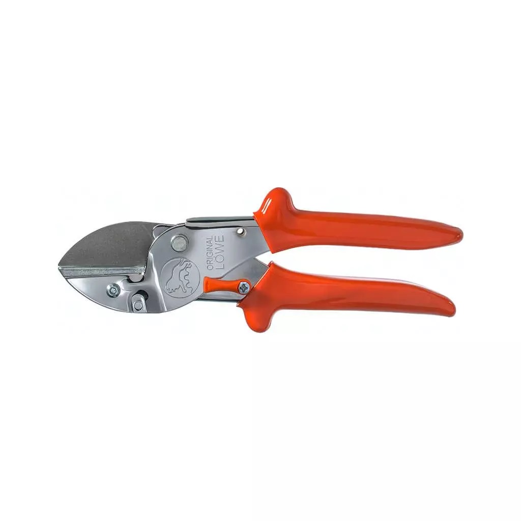 Gartenschere mit geschlossener Schneide, gerader oranger Griff
