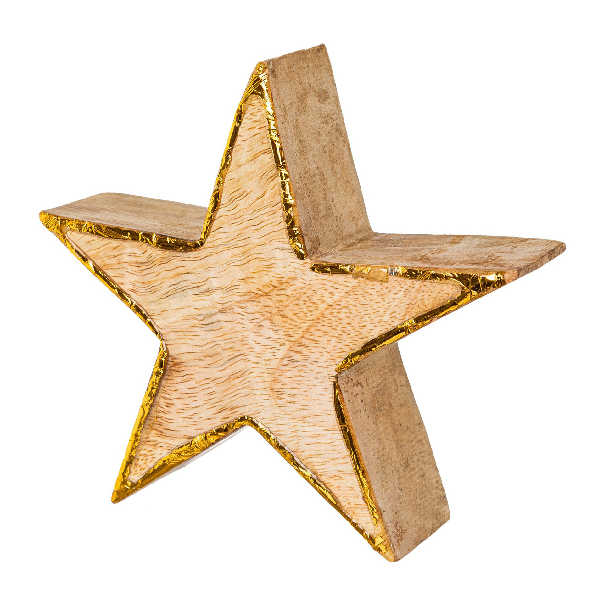 Holzstern mit Goldrand Holzstern mit Goldrand Weihnachtsdekoration