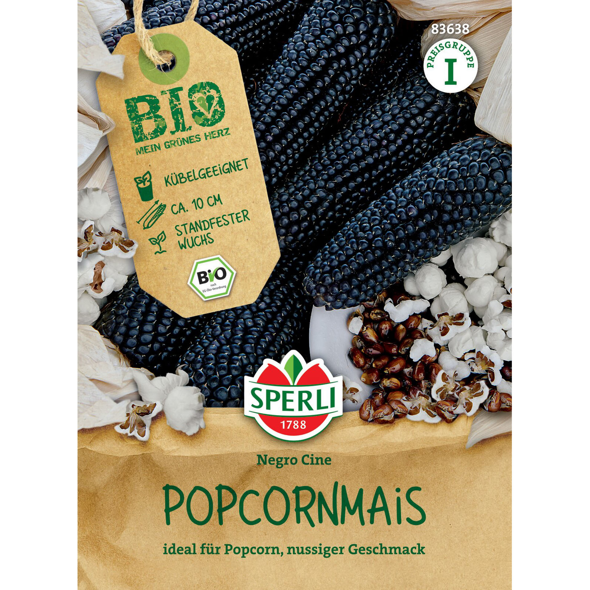 BIO Popcornmais 'Negro Cine', Gemüsesamen Essen, Produzieren, Beere, Obst, Pflanze