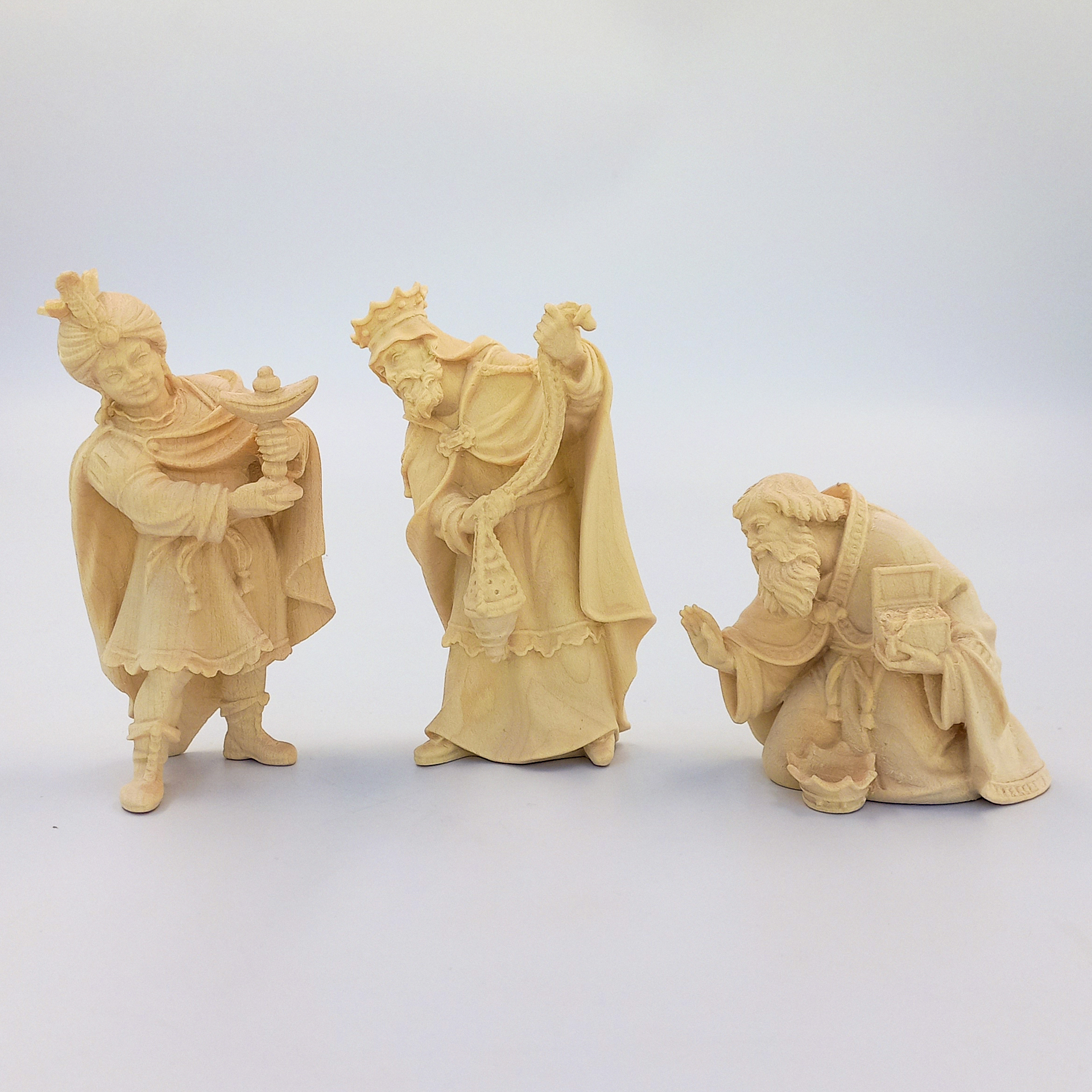 Holzfiguren Hl. Drei Könige naturfarben passend zur Bethlehem Krippe