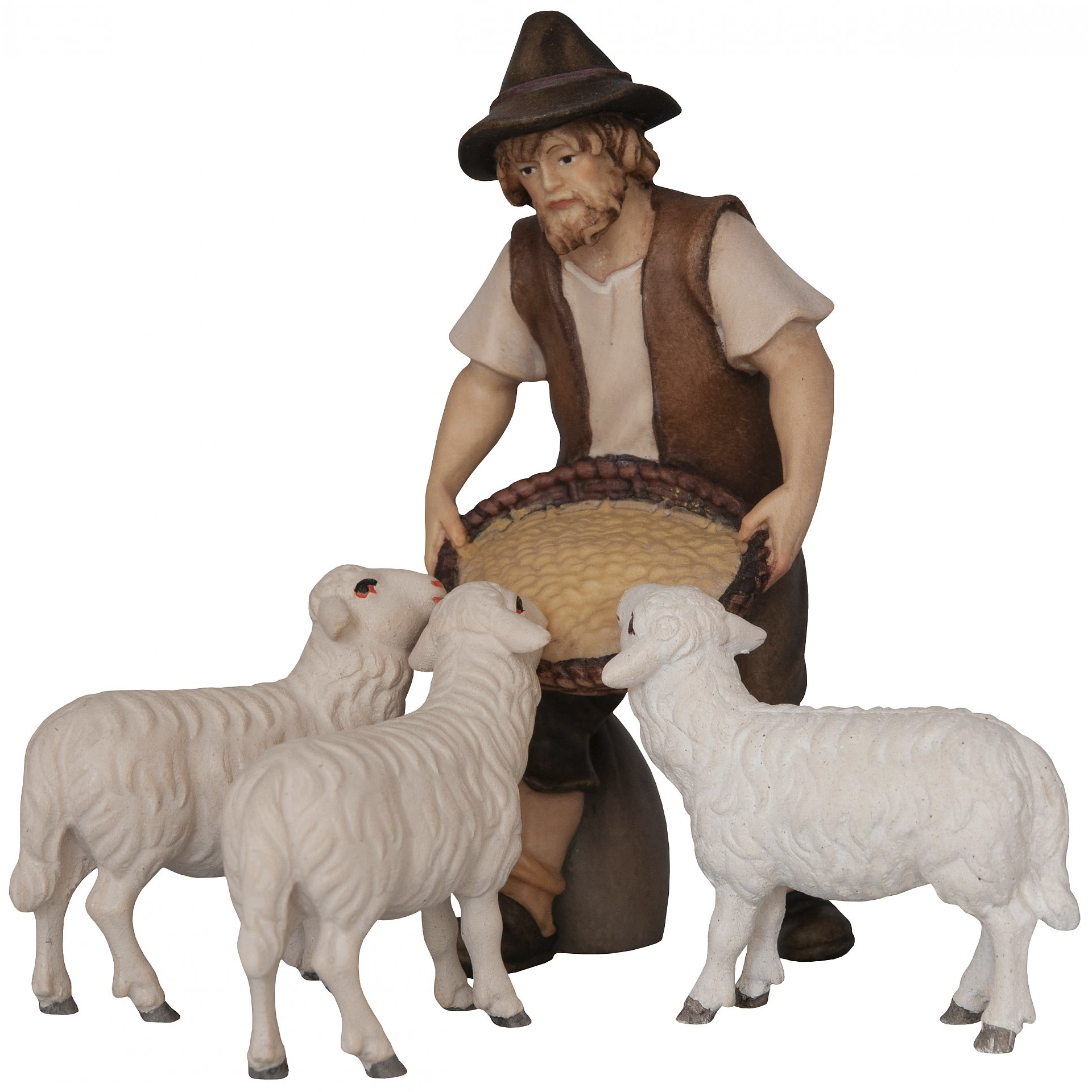 Krippenfigur Hirte mit Schafen Bethlehem Krippe color Krippenfigur Hirte mit Schafen Bethlehem Krippe color