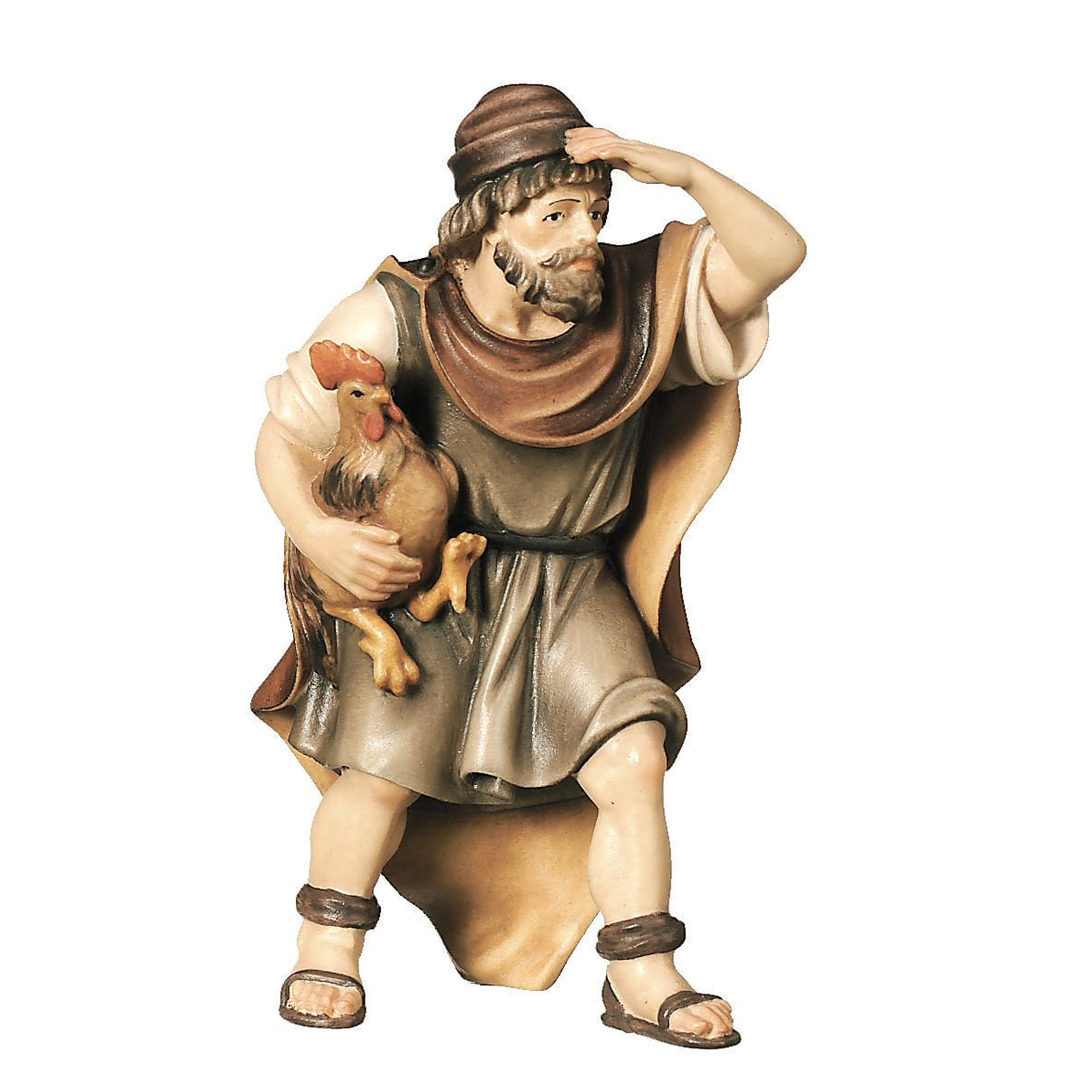 Hirte mit Hahn Bethlehem Krippe Hirte mit Hahn Bethlehem Krippe Krippenfigur