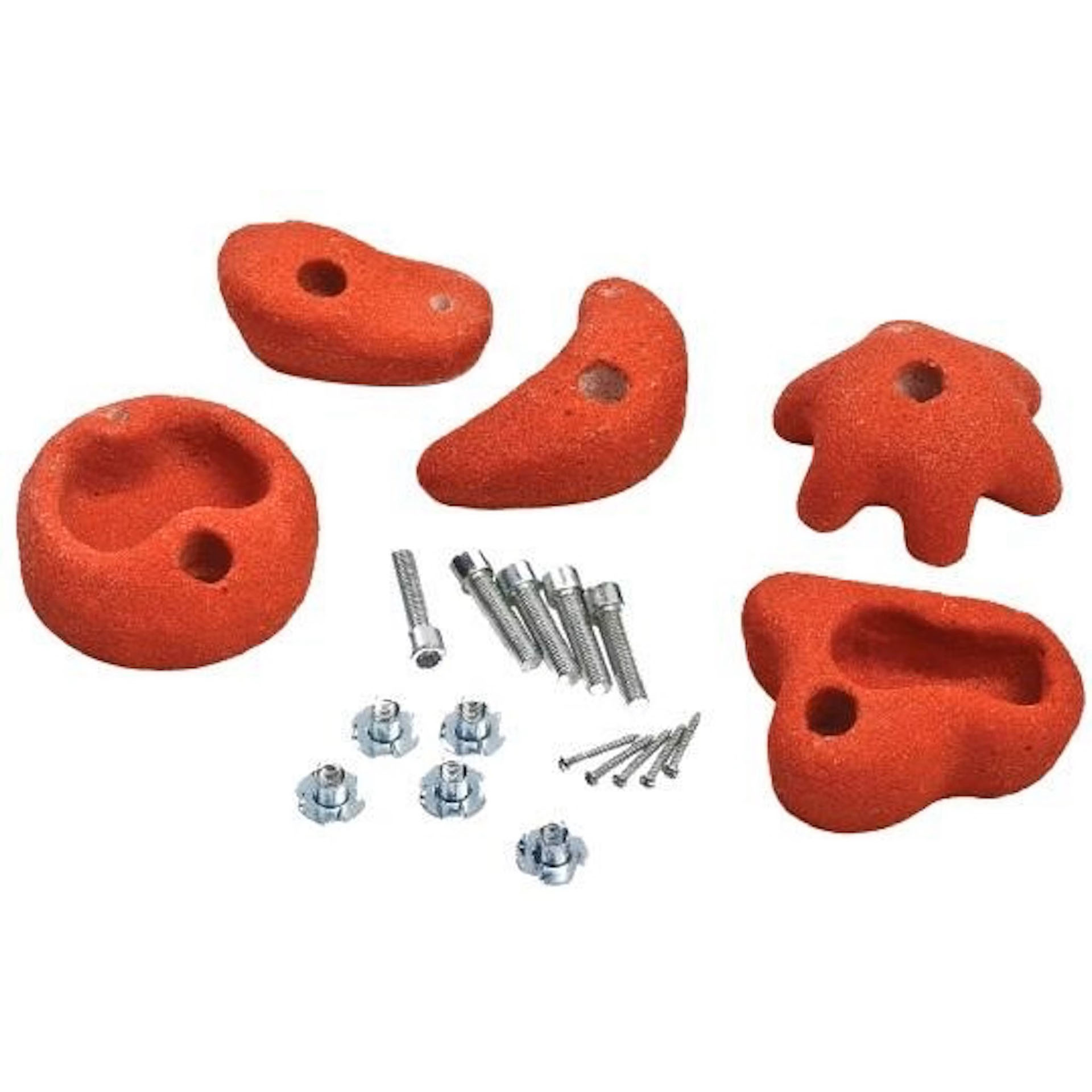 5 rote Klettersteine mit Schrauben