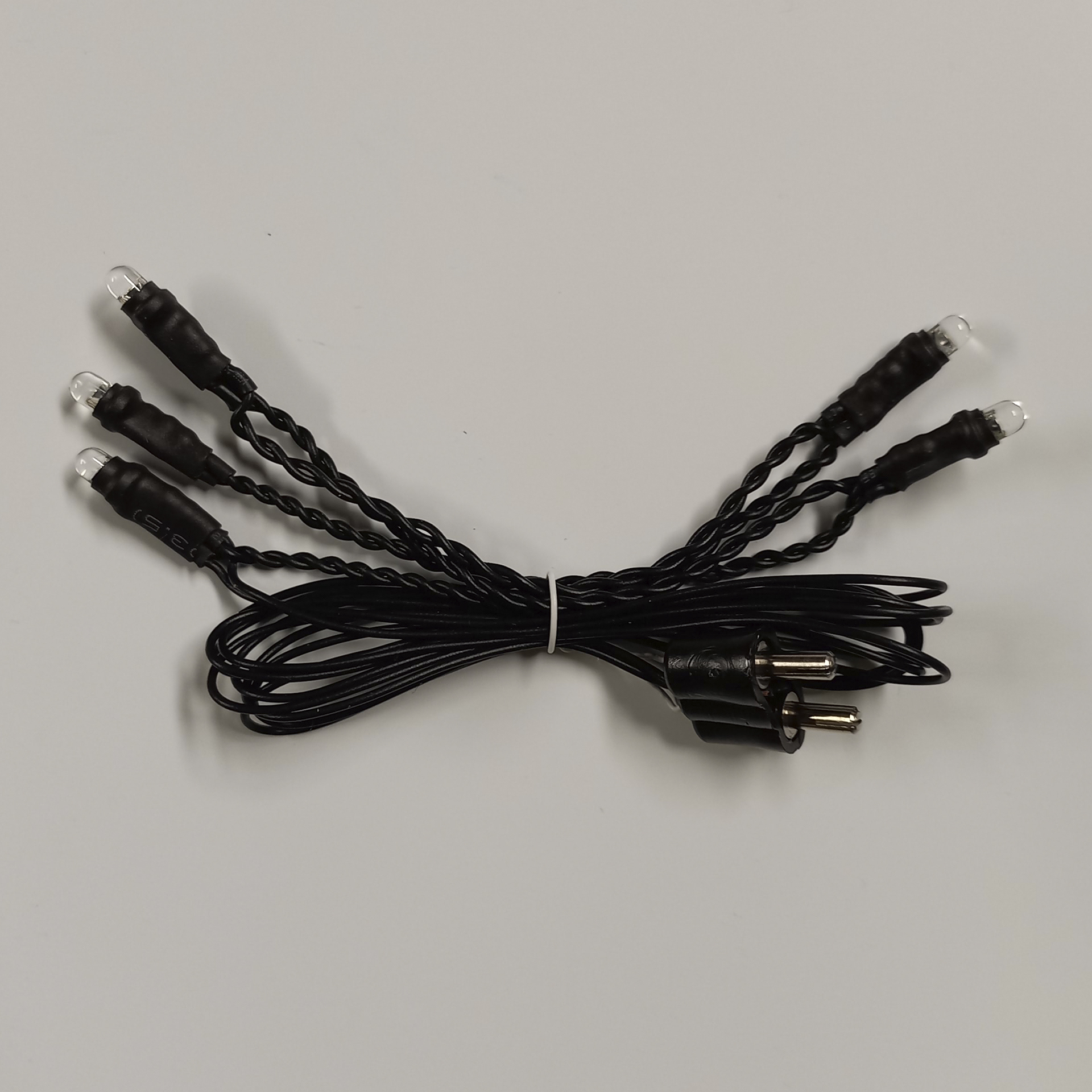 Lichterkette LED klar Miniatur Lichterkette mit 5 LED Birnchen, Kabel schwarz