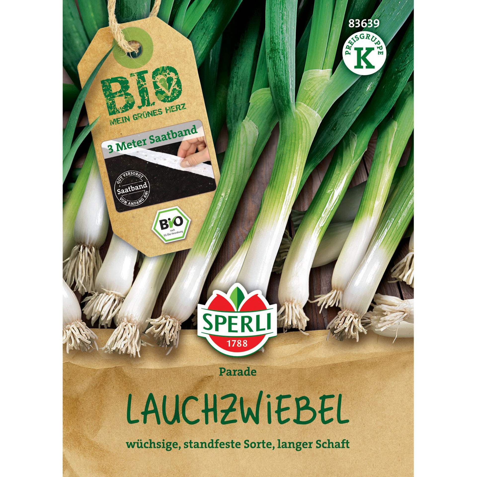 BIO Lauchzwiebel 'Parade', Saatband Gemüsesamen Essen, Produzieren, Lauch, Pflanze, Gemüse