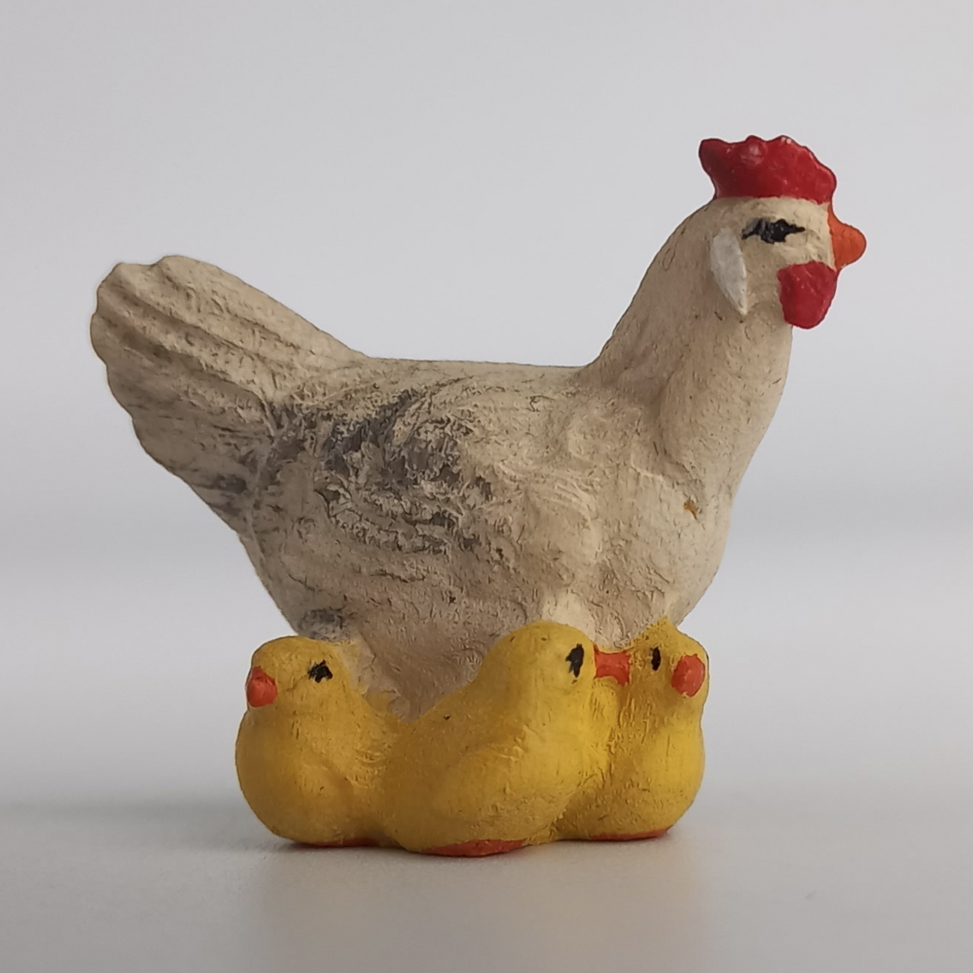 Henne mit Küken Holzfigur Henne mit Küken