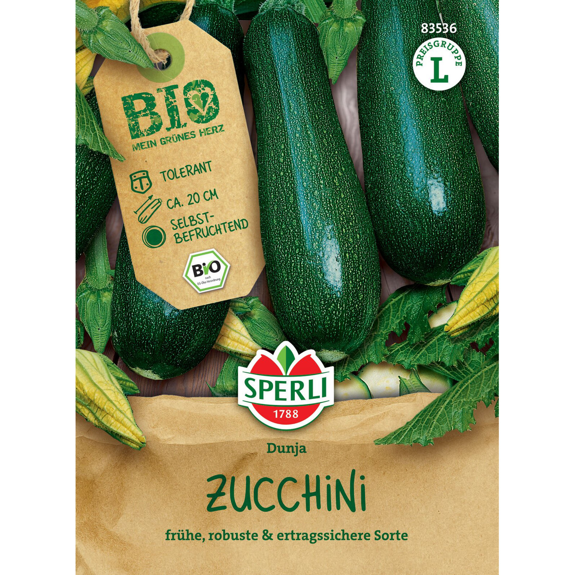 BIO Zucchini 'Dunja' F1, Gemüsesamen Essen, Produzieren, Squash, Gemüse, Zucchini