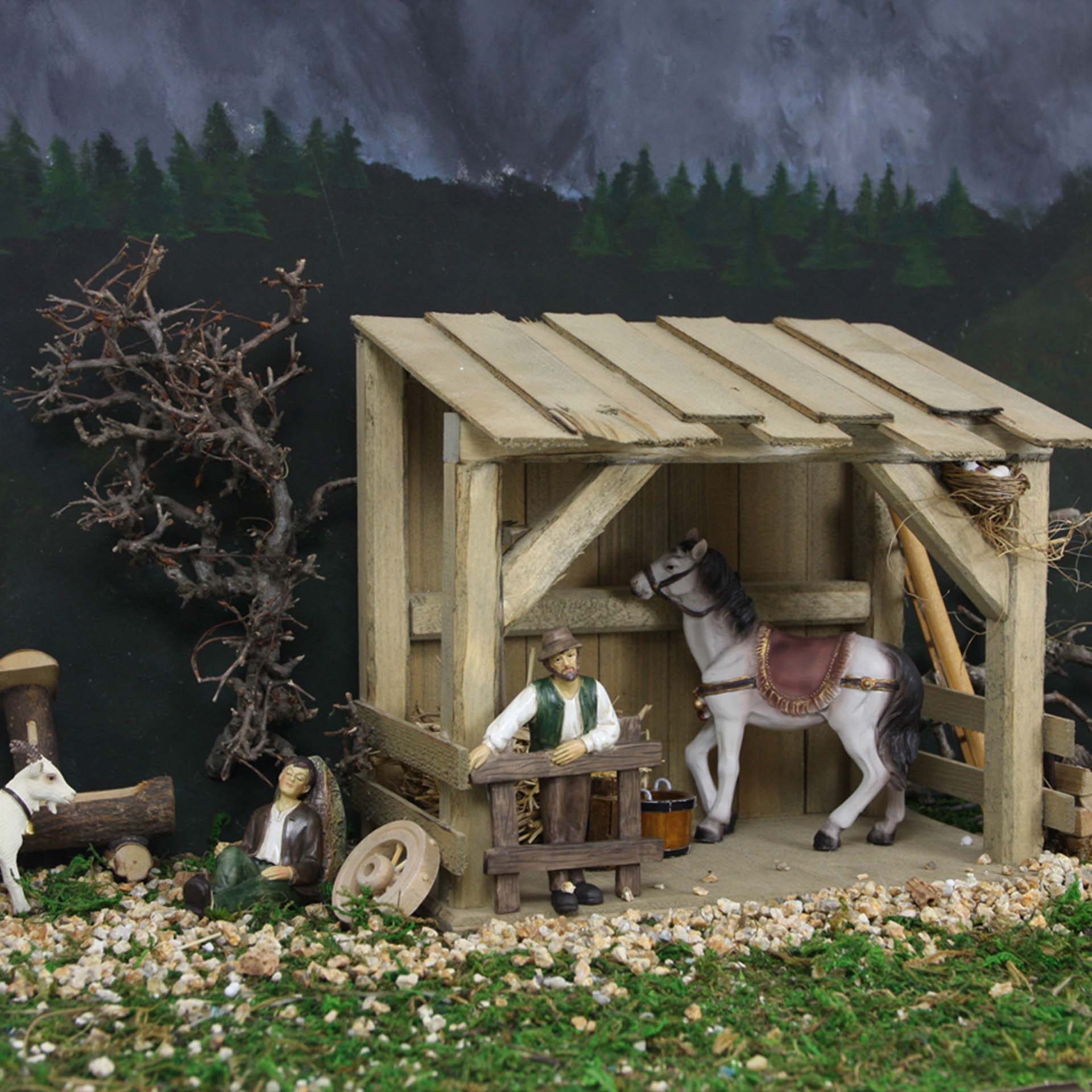 Draußen, Unterschlupf, Holz, Person, Pferd