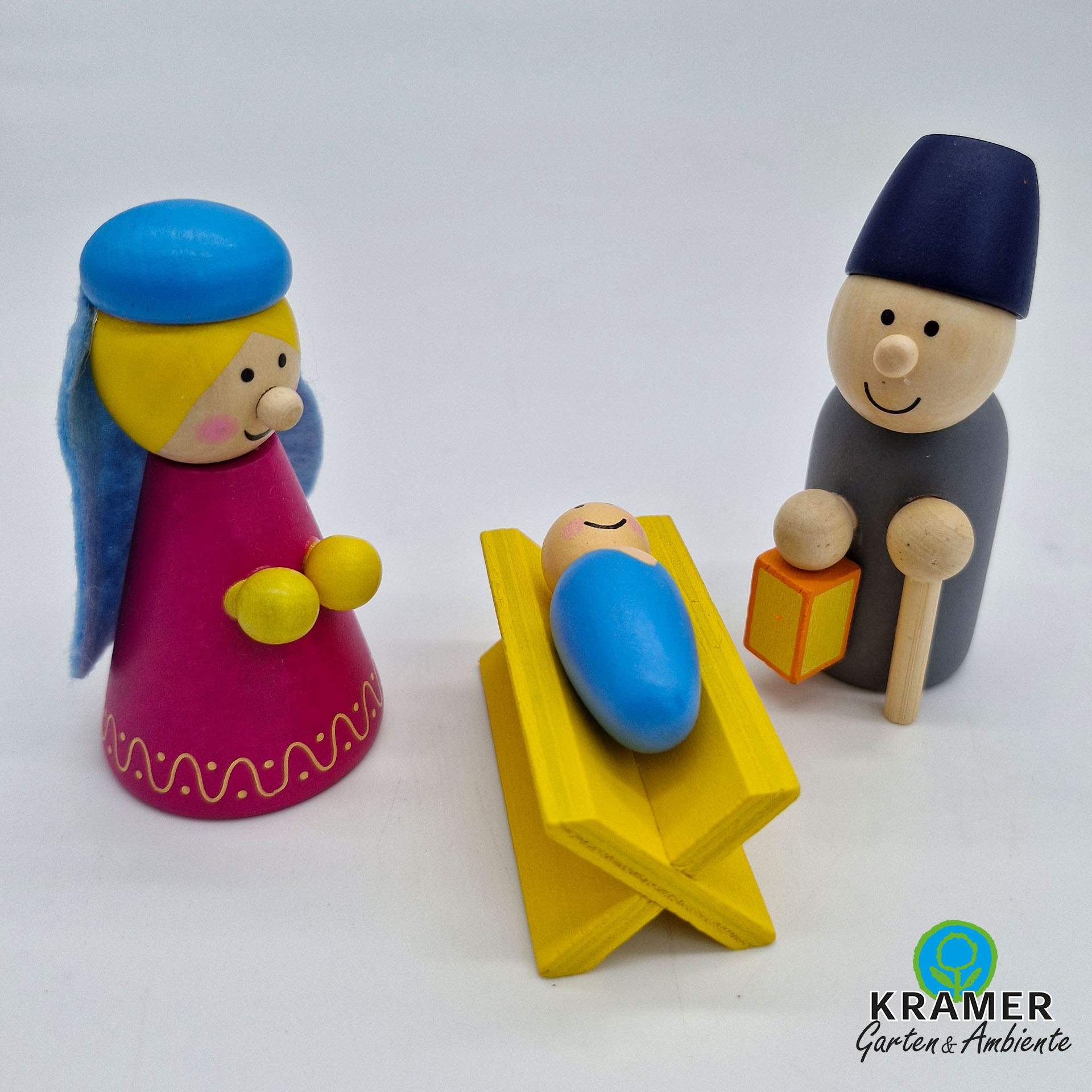 Holzspielzeug, Familienfigur, Schaukelstuhl, Babyfigur, Kreuzklotz