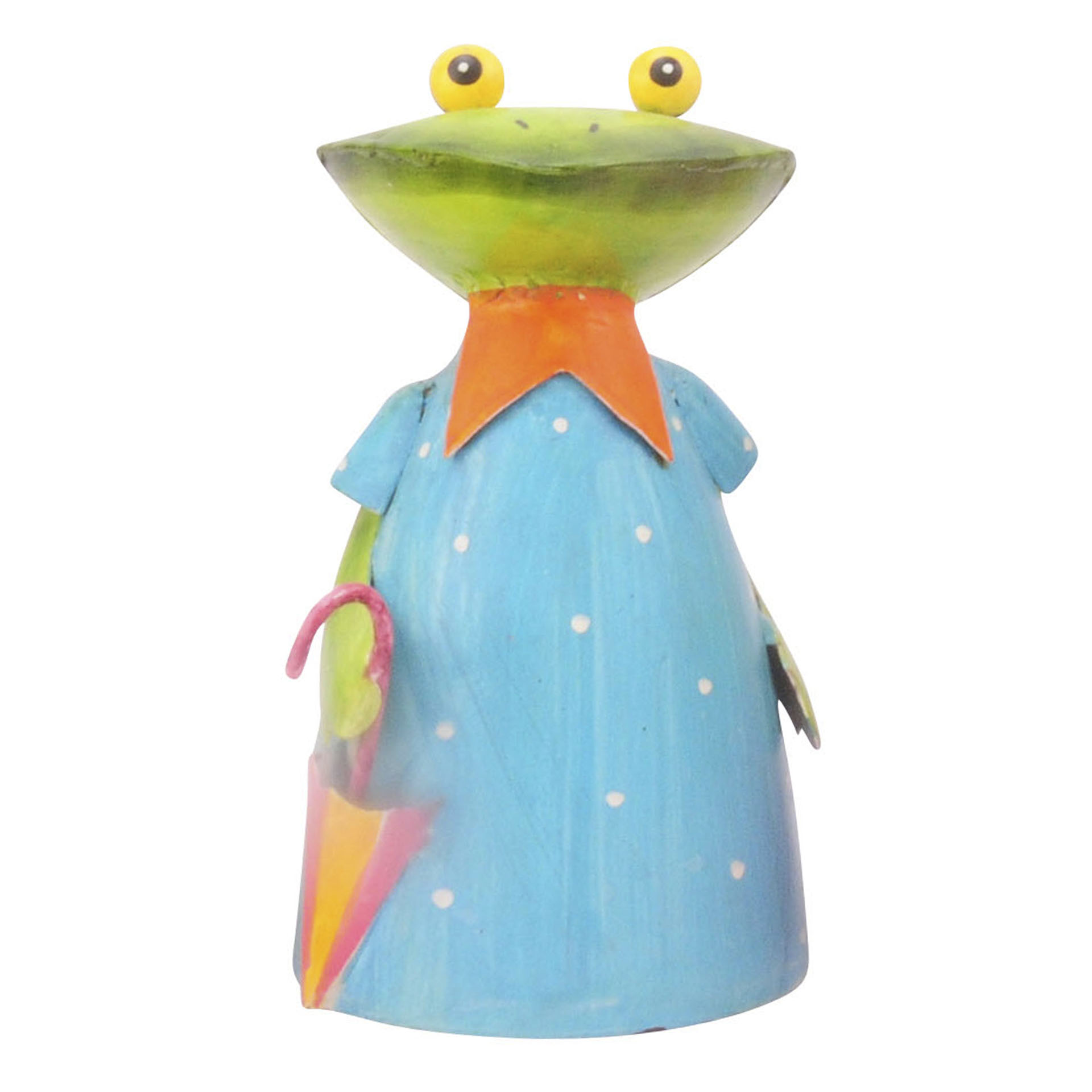 Zaunhocker Froschmädchen petrol blaues Froschmädchen mit buntem Schirm